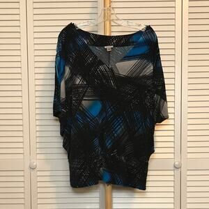 Worthington Abstract Print V-Neck 3/4 Sleeve Stretch Blouse 1X